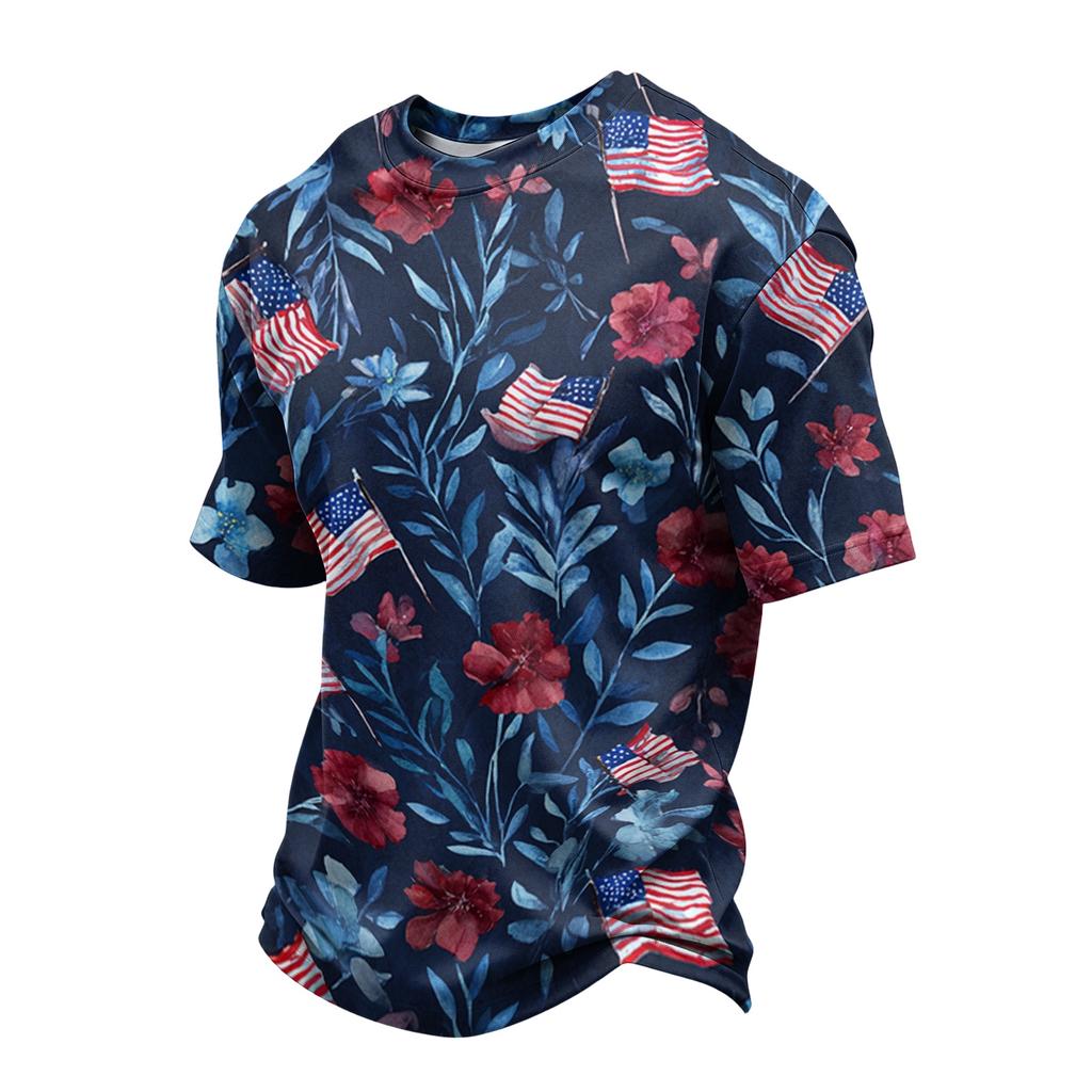 Mens Graphic T-shirts 250th Anniversary Usa Shirt Mens Hawaiian Shirt Patriotic Shirts for Men Short Sleeve Crewneck Mesh Breathable