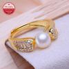 Natural Freshwater Big Pearl Rings for Women Luxury Wedding Ring,Suitable Gifts for Birthdays, Mother's Day and Other Holidays