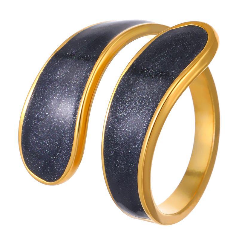 Bohemian Oil Drip Gradient Vintage Layered Titanium Steel Ring European and American Ins Style Geometric Open Stainless Steel Ring