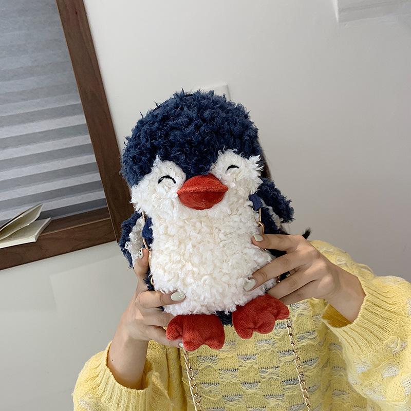 Cartoon Wool Lamb Bag Mori Girl Cute Little Penguin Doll Ins Chain Foreign Style Messenger Bag Tide