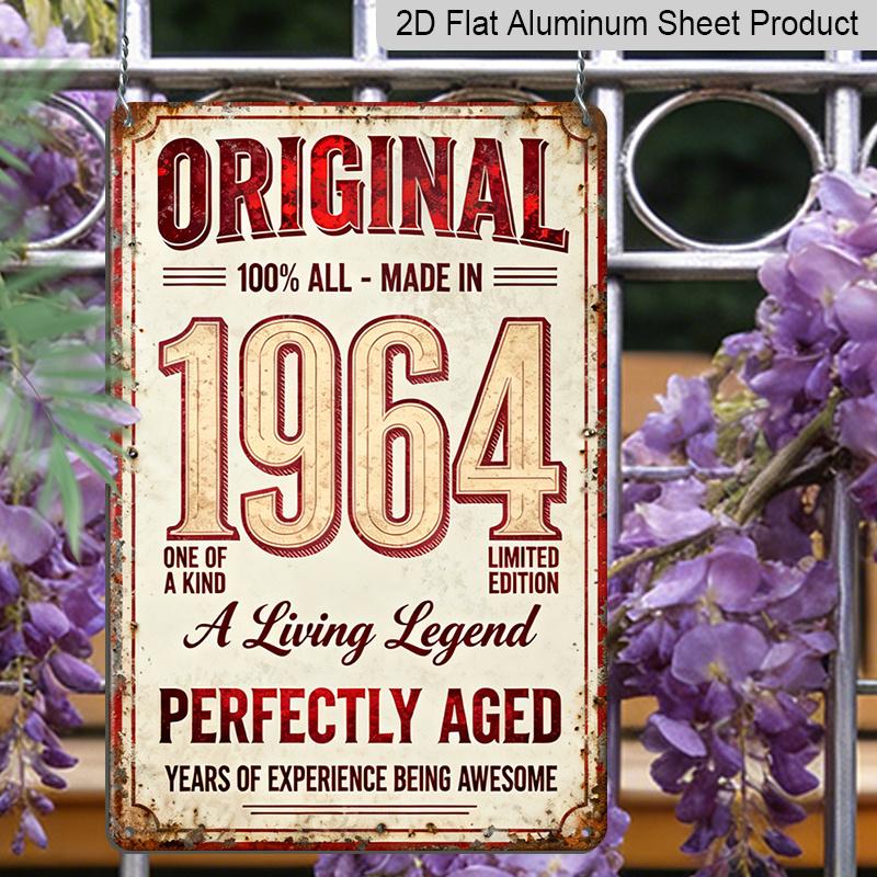 2D Flat Vintage Metal Aluminum Decorative Sign (8'' X 12''), Made in 1964, Perfectly Aged Living Legend Retro Wall Art, Home Decor for Bar, Living