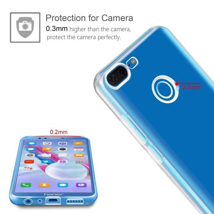 Coque et film de protection - Huawei - Honor 9 Lite - Silicone gel souple - Verre trempé - Résistant aux rayures