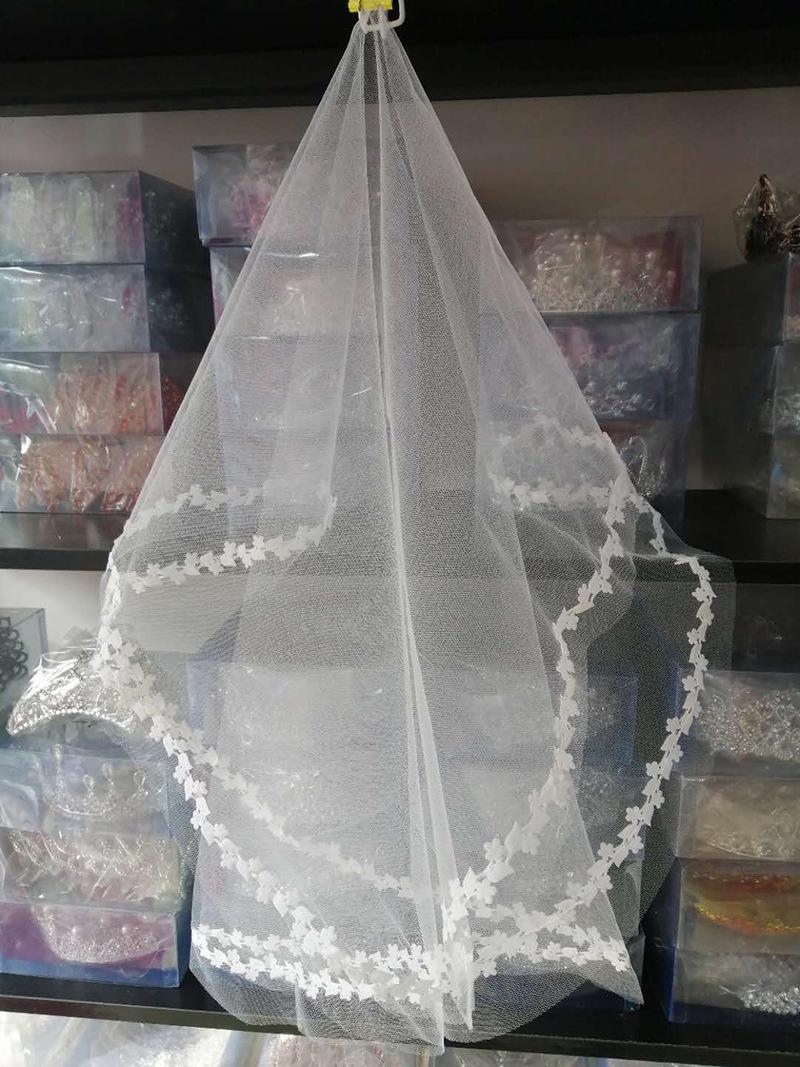 

Short Bridal Lace Veil for Photo Studio or Wedding Dress Shop Single Layer 1.5m белый
