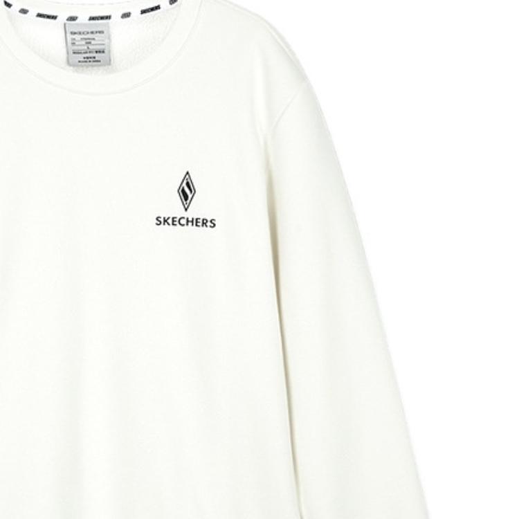 Skechers Fashionable Versatile Trendy Round Neck Sweatshirt Unisex tops Cotton-Candy-White L423U166-0074