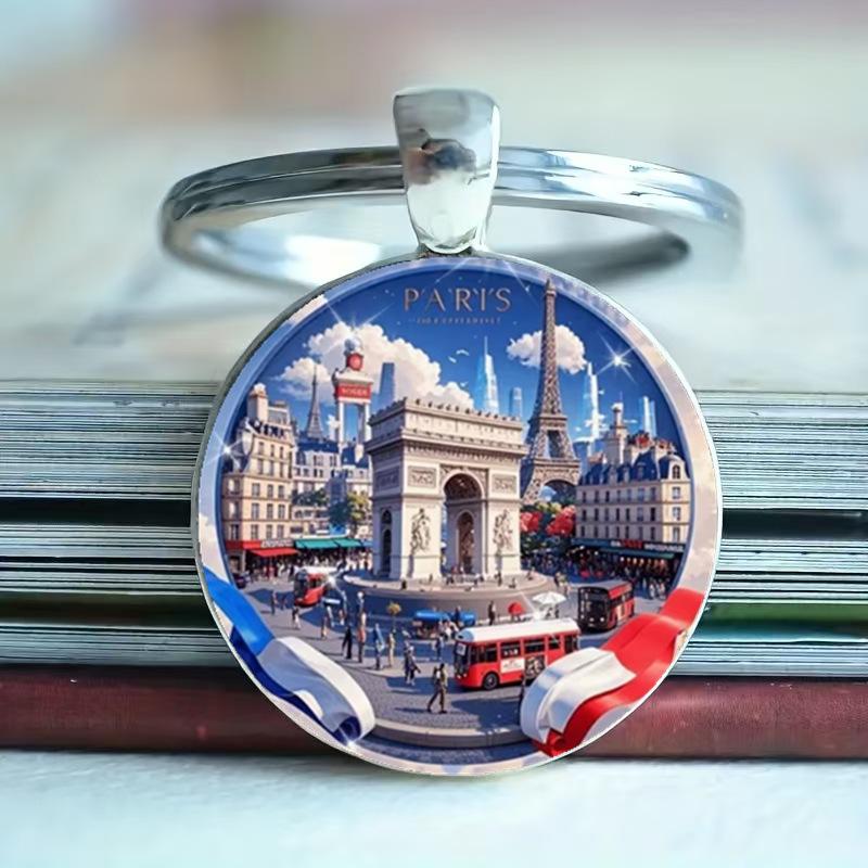 Přívěsek na klíče s drahokamem Badge Time, přívěsek Cross Border, kovový přívěsek na klíče