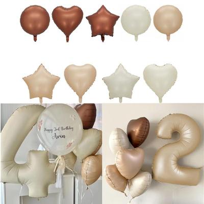 10 ΤΕΜ 18 ιντσών Κρεμ Χρώμα Star Balloons Heart Foil Ball Girl Παιδιά Ενήλικες Χρόνια Πολλά Διακόσμηση Γάμου Προμήθειες