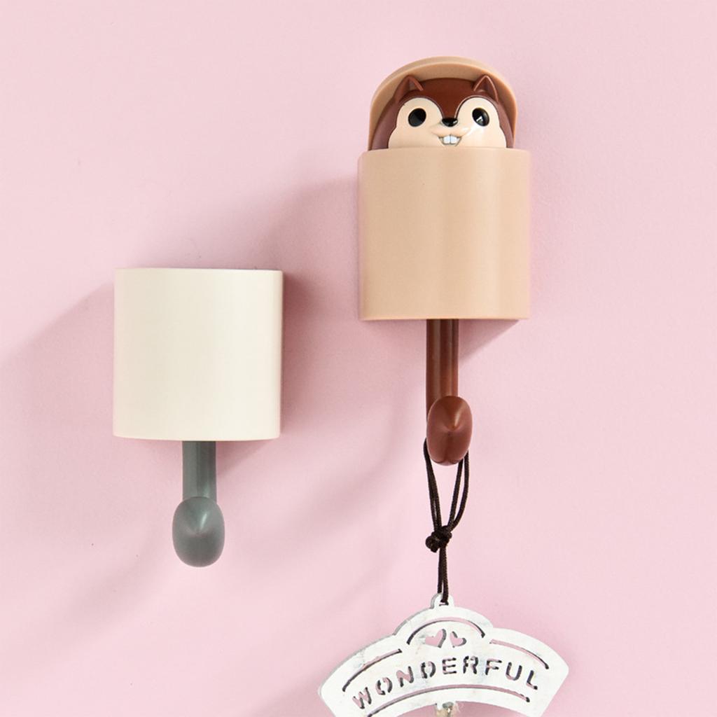 Squirrel-type Sticky Wall Hook Pop-up Smiling Squirrel Wall Keychain Creative Hook With Strong Adhesive Wall Hook For Home