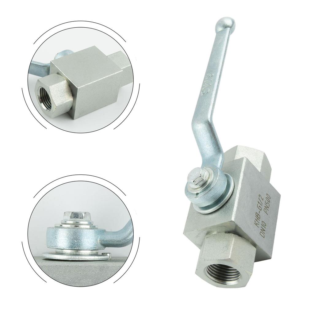 Hydraulic 2 Way Ball Valve Manual Operation with For BSP Threaded Connection Carbon Steel Body 500 Bar MWP for Oil Water Gas Use