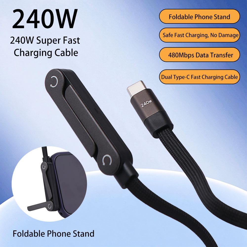 2-in-1 Design Charging Cable Built In Phone Stand Data Cable Mobile Phone Stand Cable  Office Use
