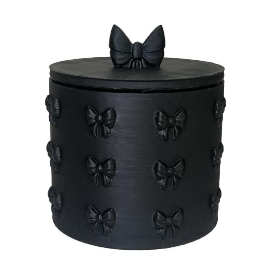

Storage Box 3D Bow Decor Holder with Lid Moisture-Proof Dustproof Storage Jar Durable PLA Organizer for Cotton Pads Jewelry чёрный