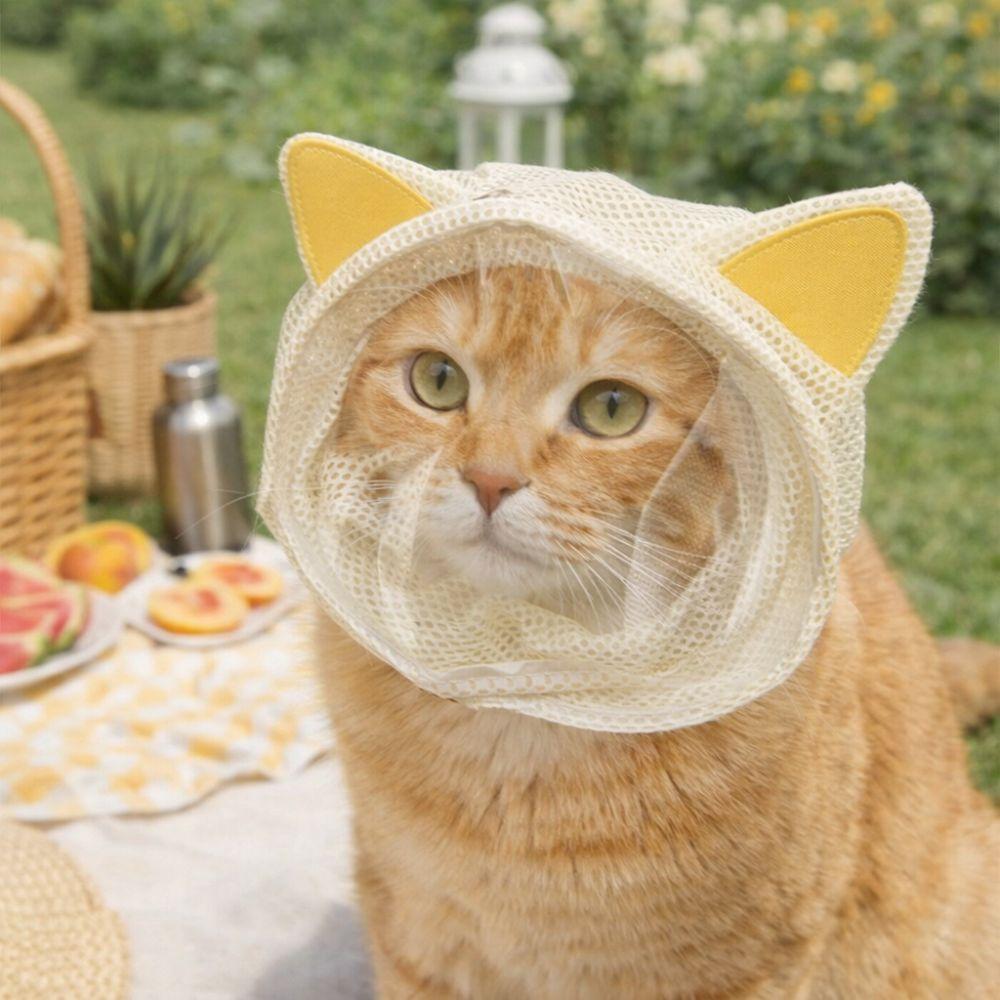 Anti Scratch Pet Breathable Hood Comfortable Anti Stuffiness Cats Head Cover Adjustable Drawstring Cat Mesh Kitten Protection