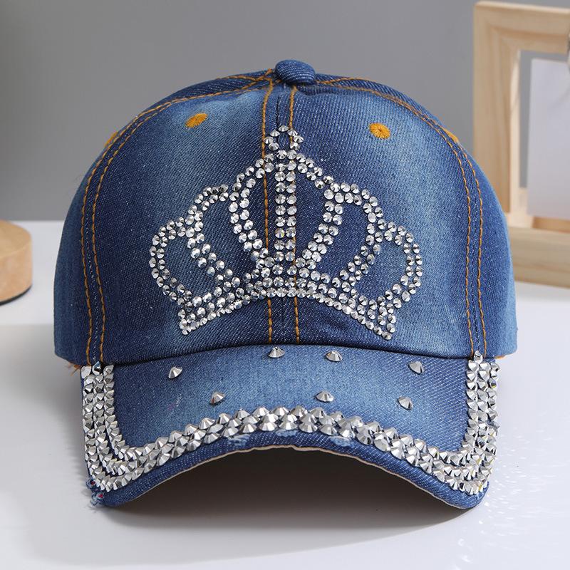 Summer New Crown Hat Women's Rhinestone Cap Fashion Versatile Baseball Cap Casual Sunshade Sun Hat
