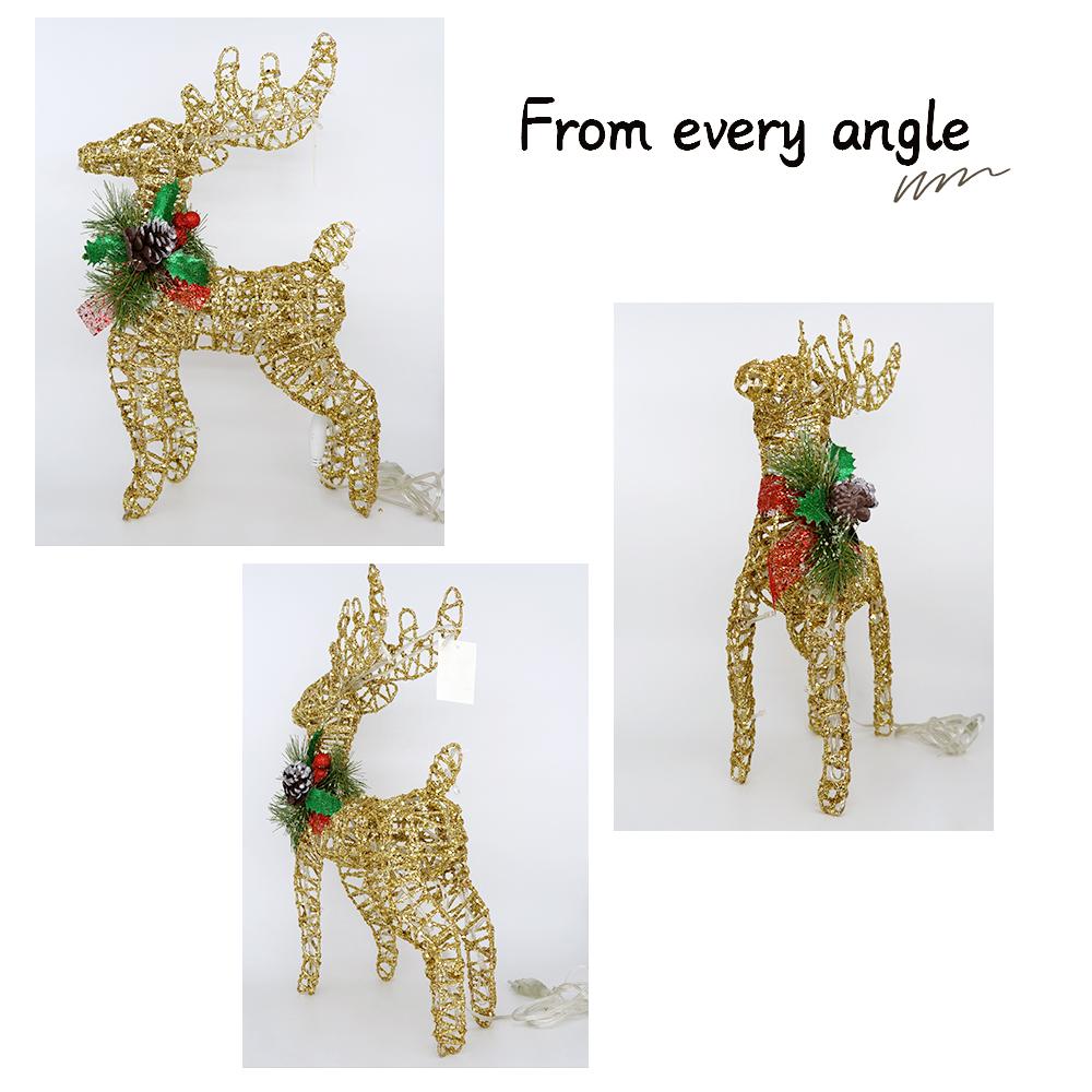 Christmas Iron Deer Ornaments Golden Reindeer Cart Elk Garden Decorations Christmas Tree Matching Scene Deer Light New Year Decoration