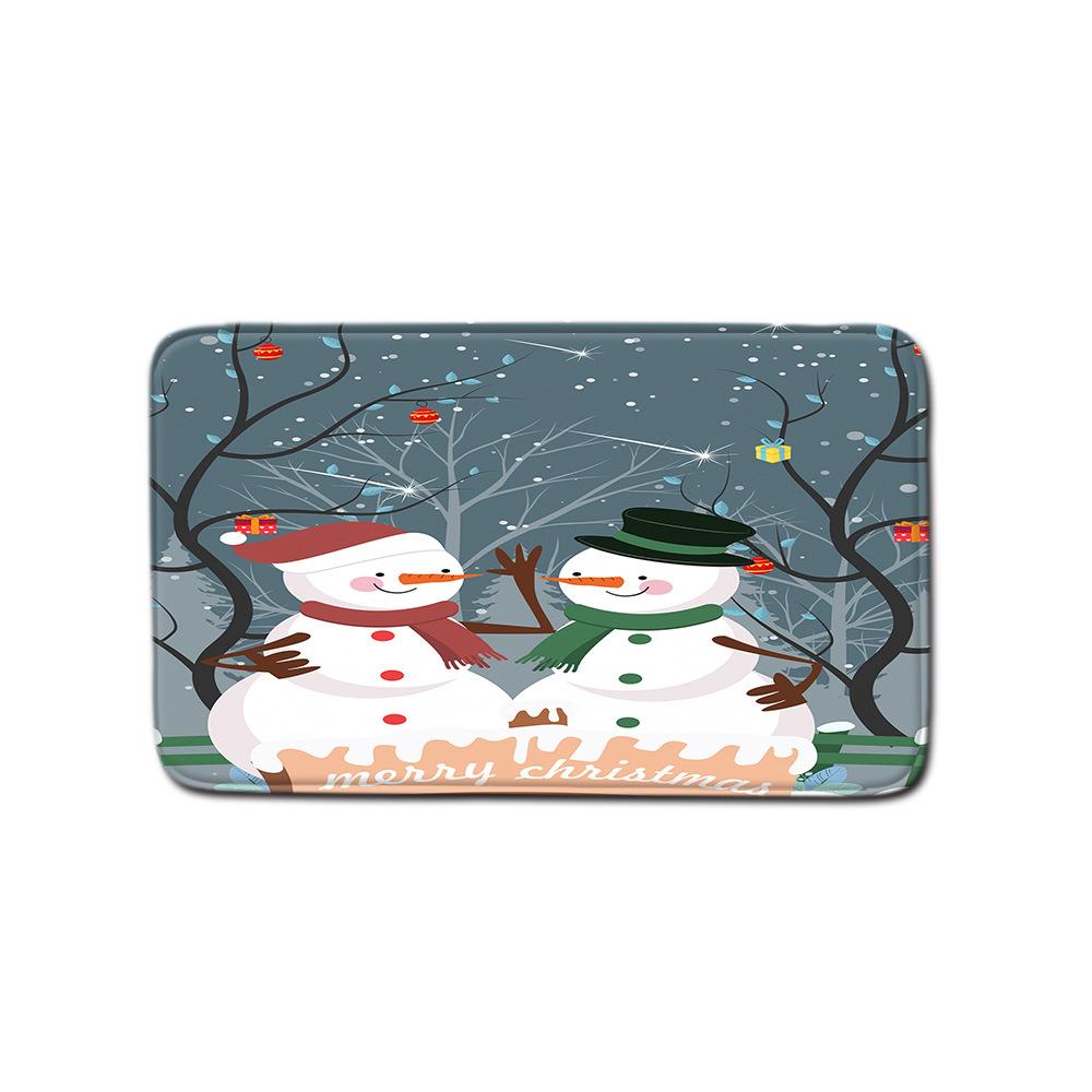 Christmas Shower Curtain Floor Mat Combination Four-Piece Set Bathroom Toilet Carpet Shower Room Mat Foot Mat