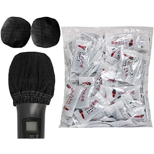 Ordercos Disposable Microphone Covers, Individually Wrapped, Bulk Purchase, Black, Splash-Proof, Microphone Windscreen, Non-Woven Fabric, Karaoke, Sal