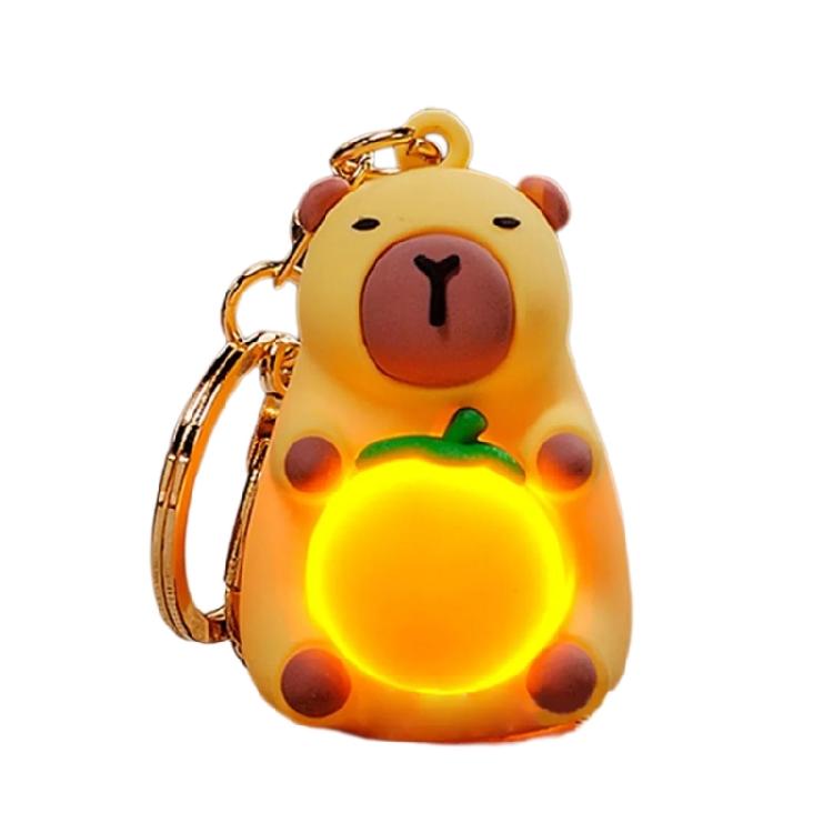 Eye Catching Capybara Key Pendant Playful Light Up Capybara Key Chain Pendant Charm for Backpacks and Everyday Use