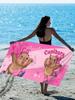 1Pc  1Pc Pink Roller Skate Capybara Beach Towel Cute Cartoon Quick Dry Bath Towel For Swimming At The Beach Absorbent Large Towe