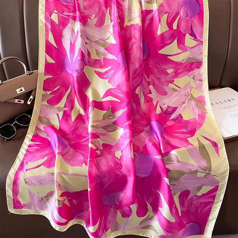 180X90CM Satin Finish Scarves Fashion  Style Beach Towel Luxury Print Dustproof Big Shawls Popular Sunscreen Silk Bandanna