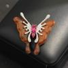 New Natural Wood Wings Butterfly Brooch Three-color High-end Micro-inlaid Zircon Insect Pin Accessories Women's Corsage