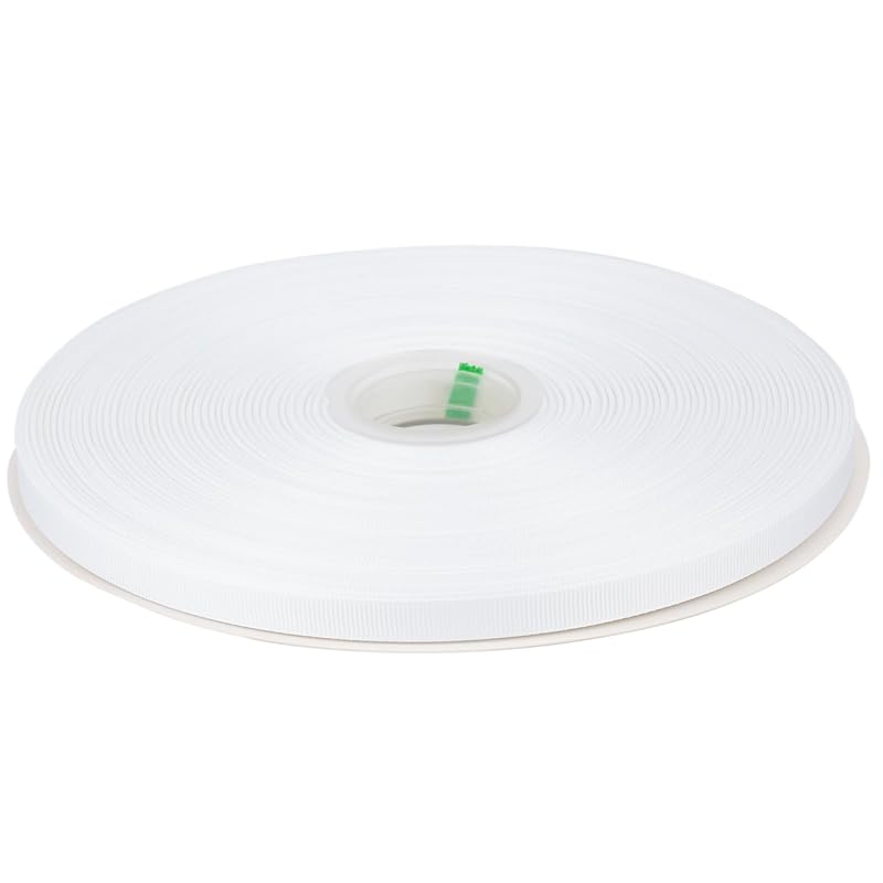 

[Tekdeere]Width 9mm solid white grosgrain ribbon, perfect for gift wrapping, sewing, hair accessories, wedding decorations - 91m/roll