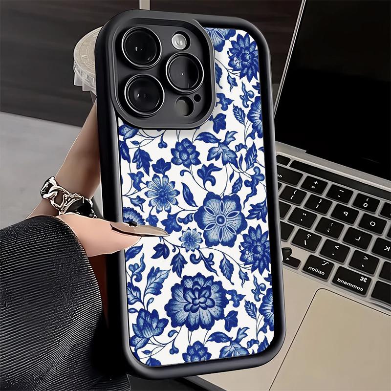 Phone Case for iPhone 17 Air 16E 15 16 Pro Max Blue And White Porcelain Pattern Cover 14 Plus 13 12 Mini Soft Shell Silicone Fun