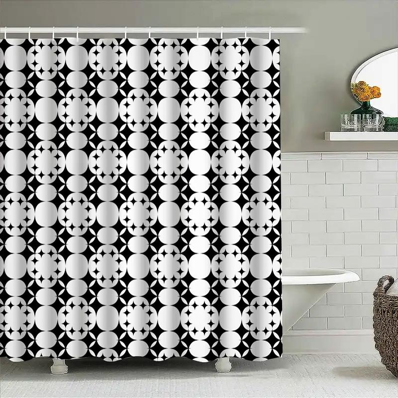 Black White Bath Shower Curtain Decorative Pattern Printing Water Repellent Polyester Fabric Bathroom Decoration Supplies For Ho