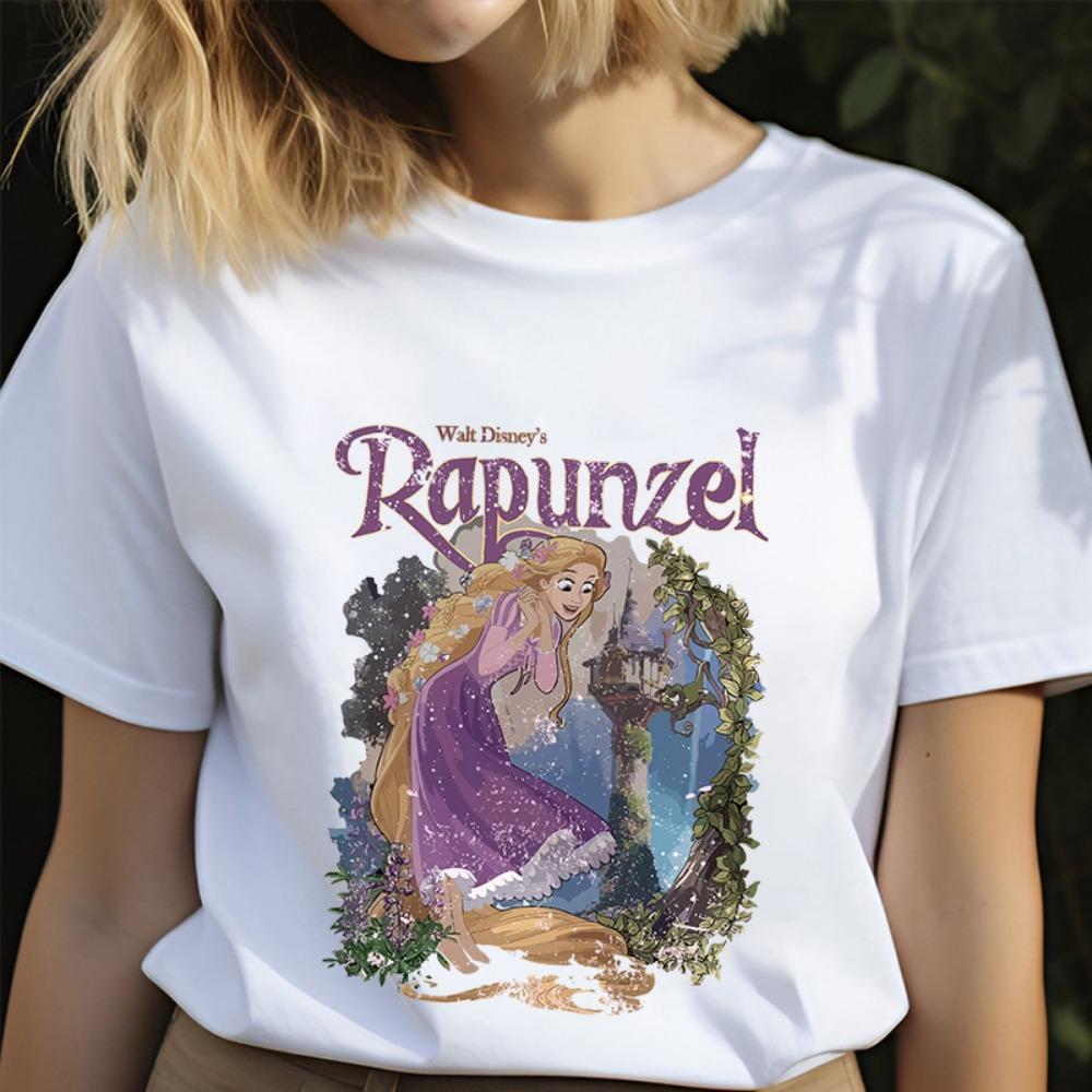 Trendy Casual Rapunzel Printed Women s T-shirt  Short Sleeve Casual Top Women Personalized Clothing M