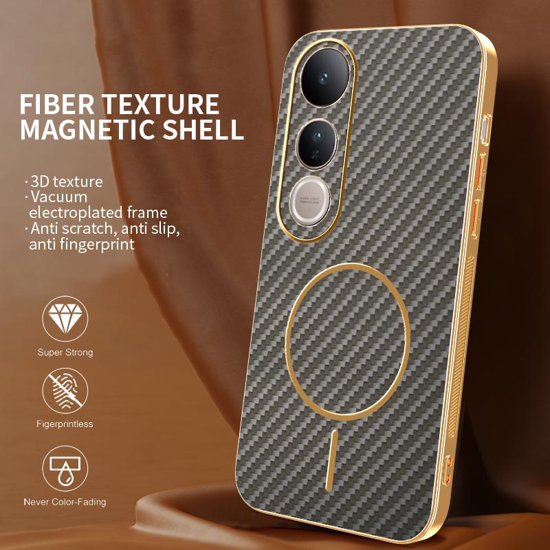 Case For vivo V50 Lite New Electroplating Kevlar Magnetic Frosted Cover For vivo V50Lite Shockproof Bumper Funda