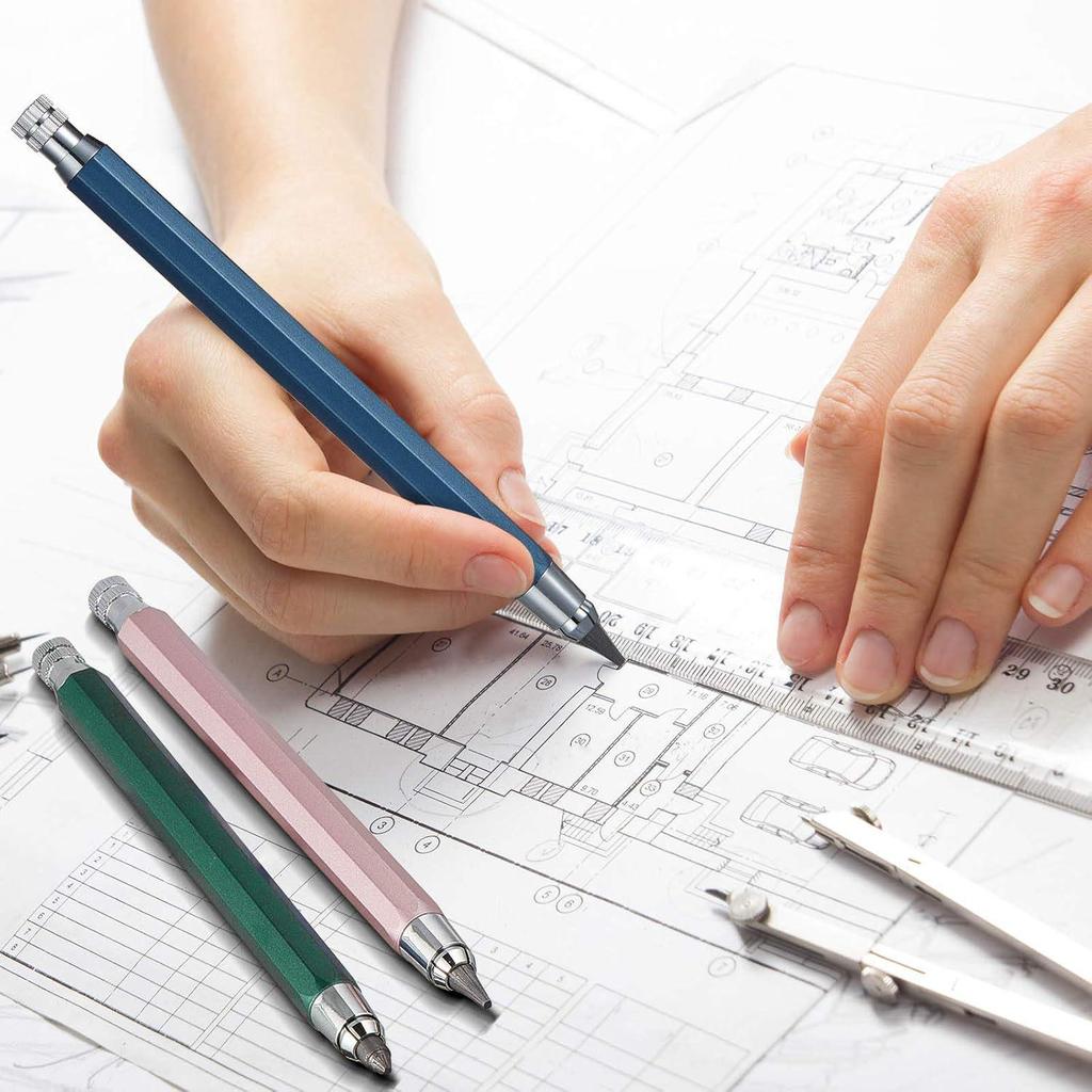 5.6mm Metal Barrel Mechanical Pencil for Art, Drawing, Sketching, and Engineering