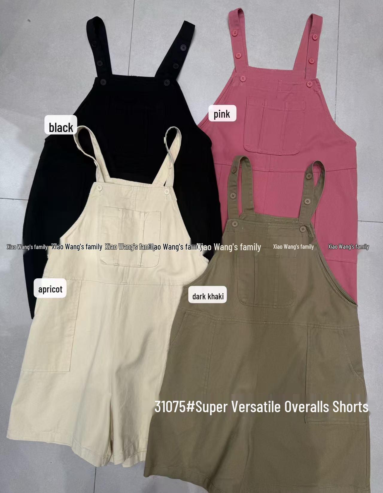 

31075 Сяо Вана: Корейский стиль Свободный Большой размер Повседневный Омолаживающий Комбинезон Шорты с рукавом пять четвертей One Size абрикосовый