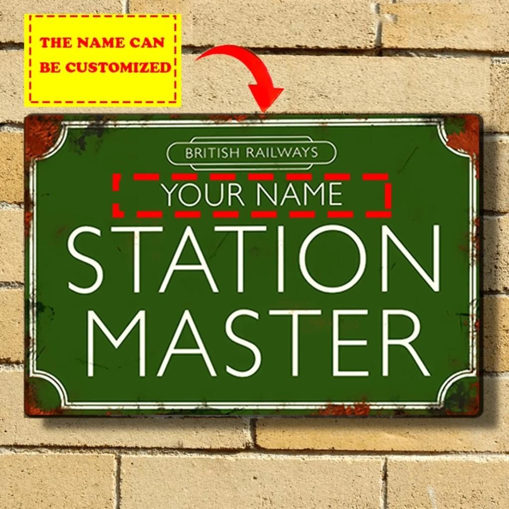 Custom British Railways Station Master Metal Poster High Gloss Aluminum Wall Decor