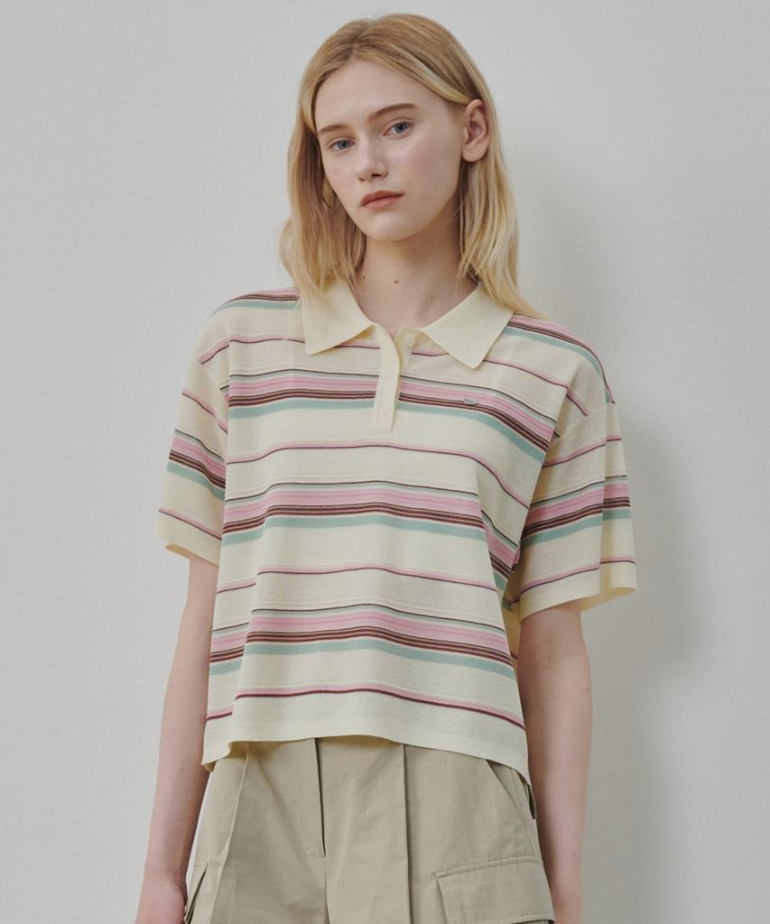 Ollibeudeollibeu Linen Blend Collared Striped Pullover Ok6Mp4740