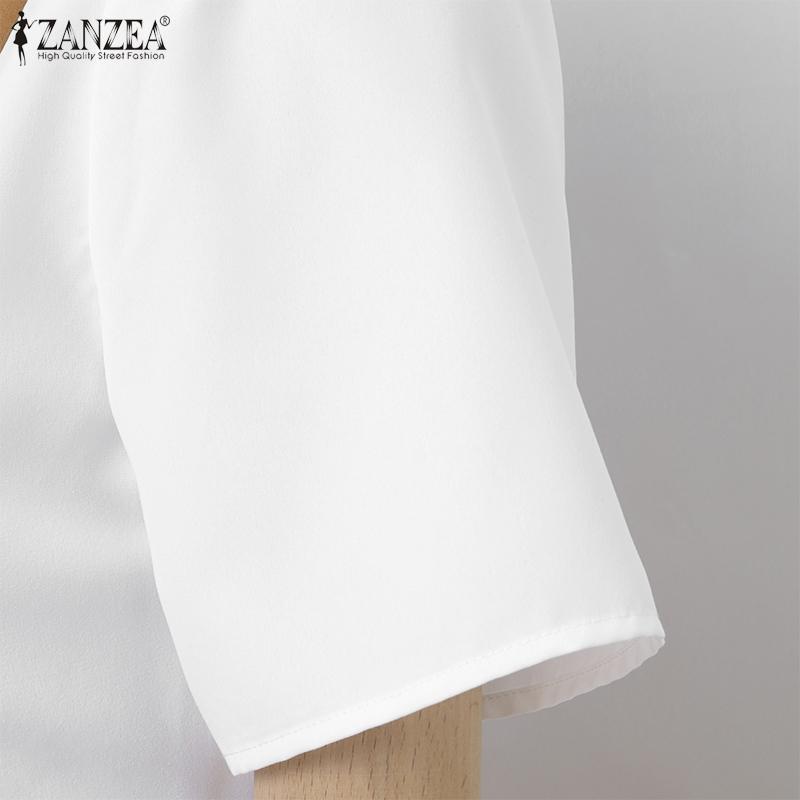 ZANZEA Women Classic Collar Summer Casual Short Sleeve Patchwork Dress