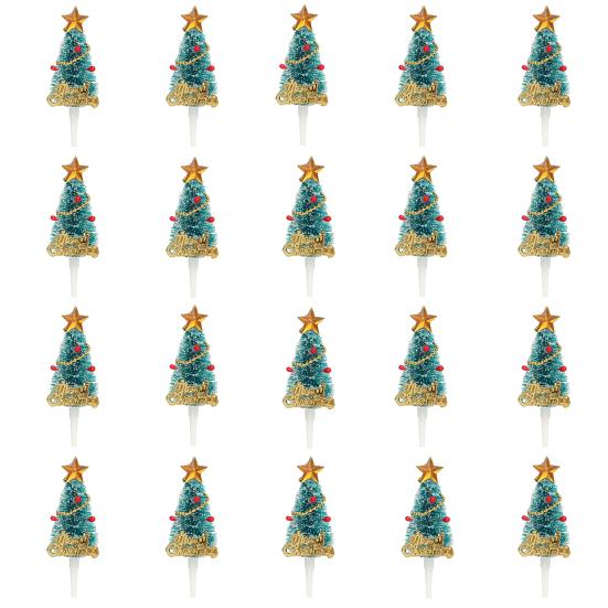 20Pcs Christmas Cake Toppers Food Grade Bright Color Reusable Compact Xmas Themed Cake Toppers Decoration