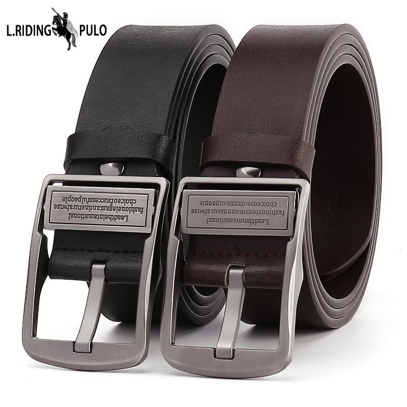 

PULO Чоловічий ремінь із натуральної шкіри, пряжка, сплав із буквами, високоякісний ремінь з коров’ячої шкіри 140 150 160 170 см 120cm чорний