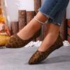 Pointed Leopard Print Pumps for Women's 2025 Autumn New Flat Plus-size Beanie Shoes