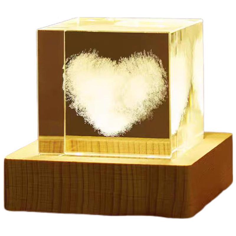 Crystal Cube Night Light: Creative Home Decor & Souvenir Gift for Girls' Birthdays
