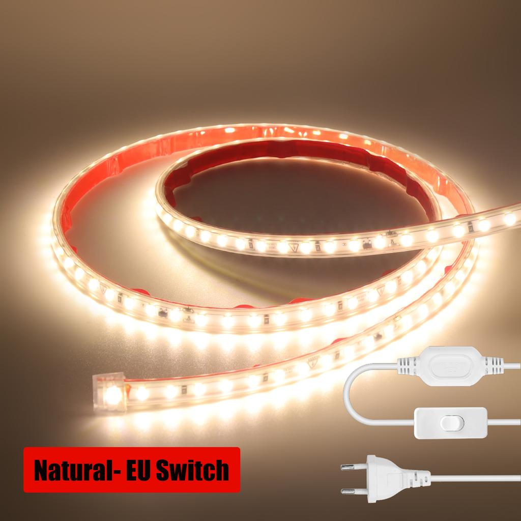 AC 220V Waterproof LED Strip Light 2835 SMD 120 LEDs M Self Adhesive Flexible Ribbon Tape White 3000K 4000K 6000K