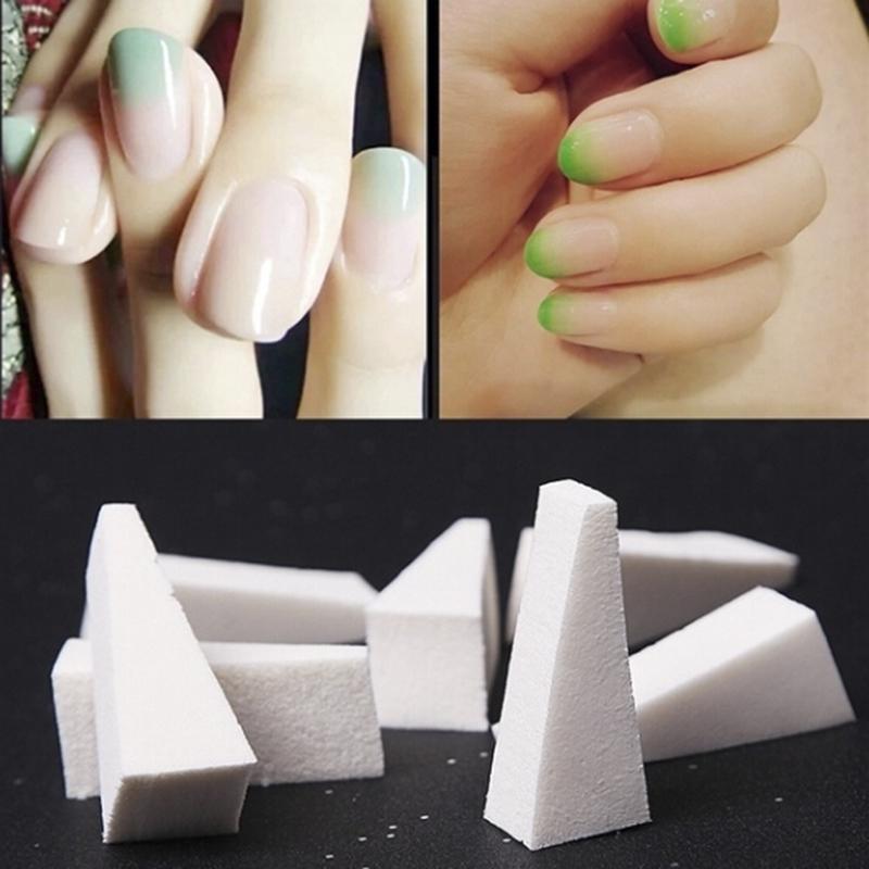10 ks Nail Art Houbičky na razítkování s přechodem barev Gel Trojúhelníkové nástroje pro barvení