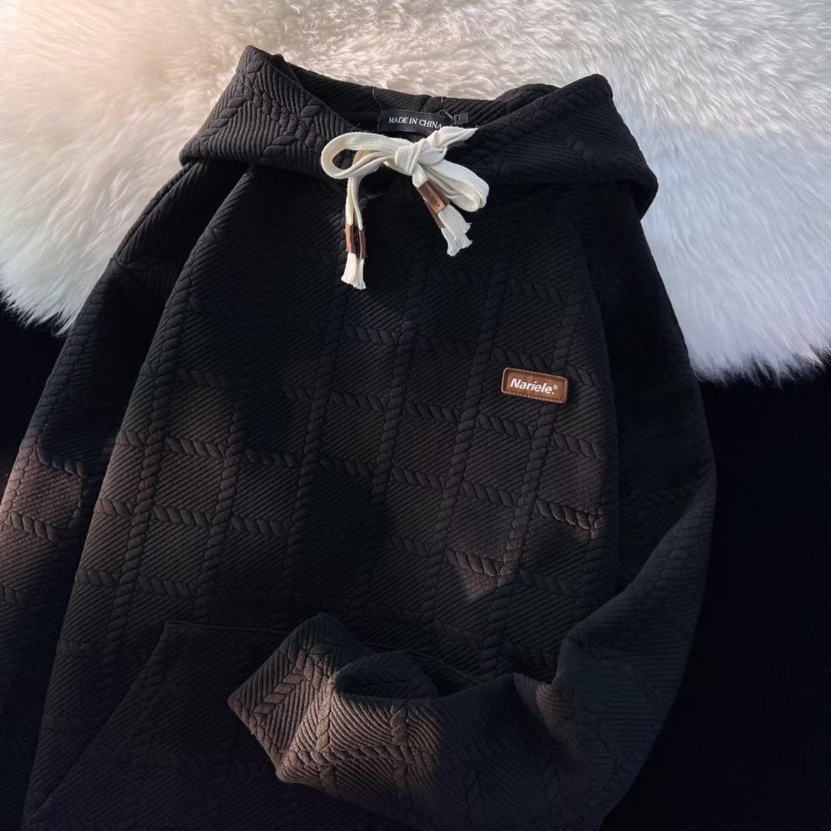 

Мужская зимняя теплая трикотажная повседневная рубашка-пуловер с капюшоном XS