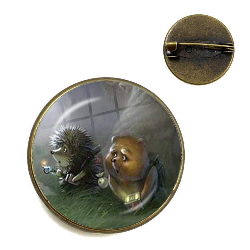 Broche de Ouriço Vintage Alfinetes de Animais Fofos Broches de Joias da Moda Broche de Gola Banhado a Bronze Antigo Para Mulheres Homens Presente