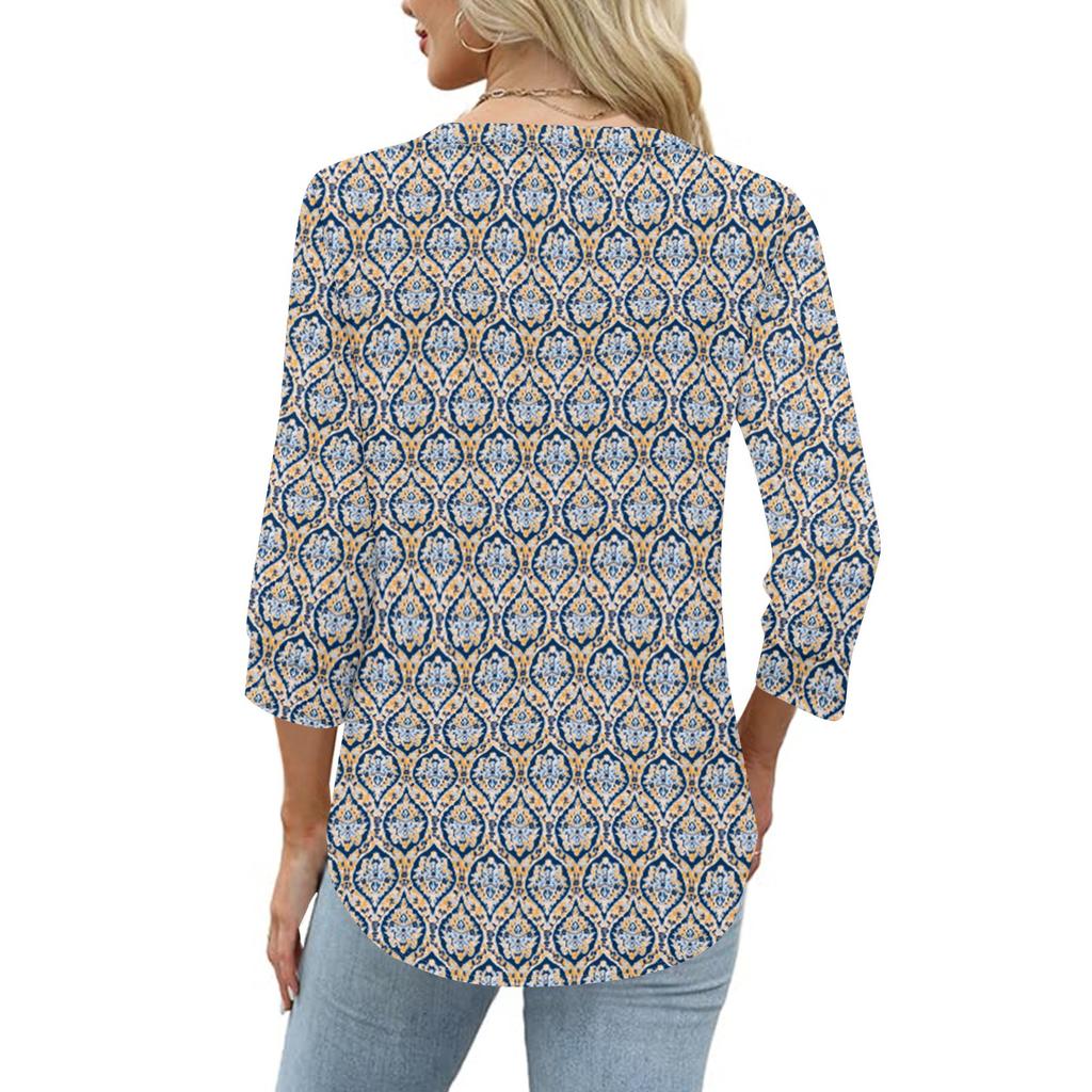 Womens Tops 3/4 Sleeve Heley Shirts For Women Summer Fashion Blouses Beach Vacation Clothes