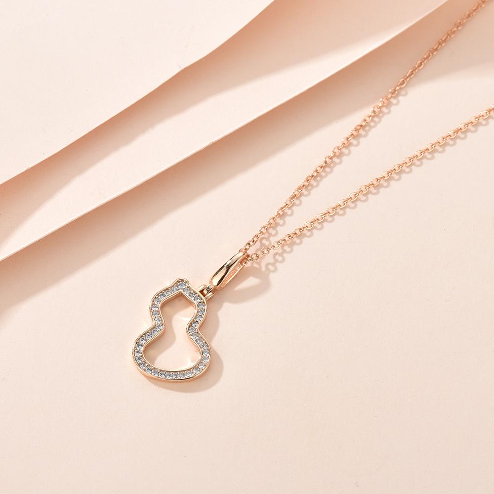 Explosive edged diamond copper ferry champagne gold treasure gourd necklace hollow pendant necklace