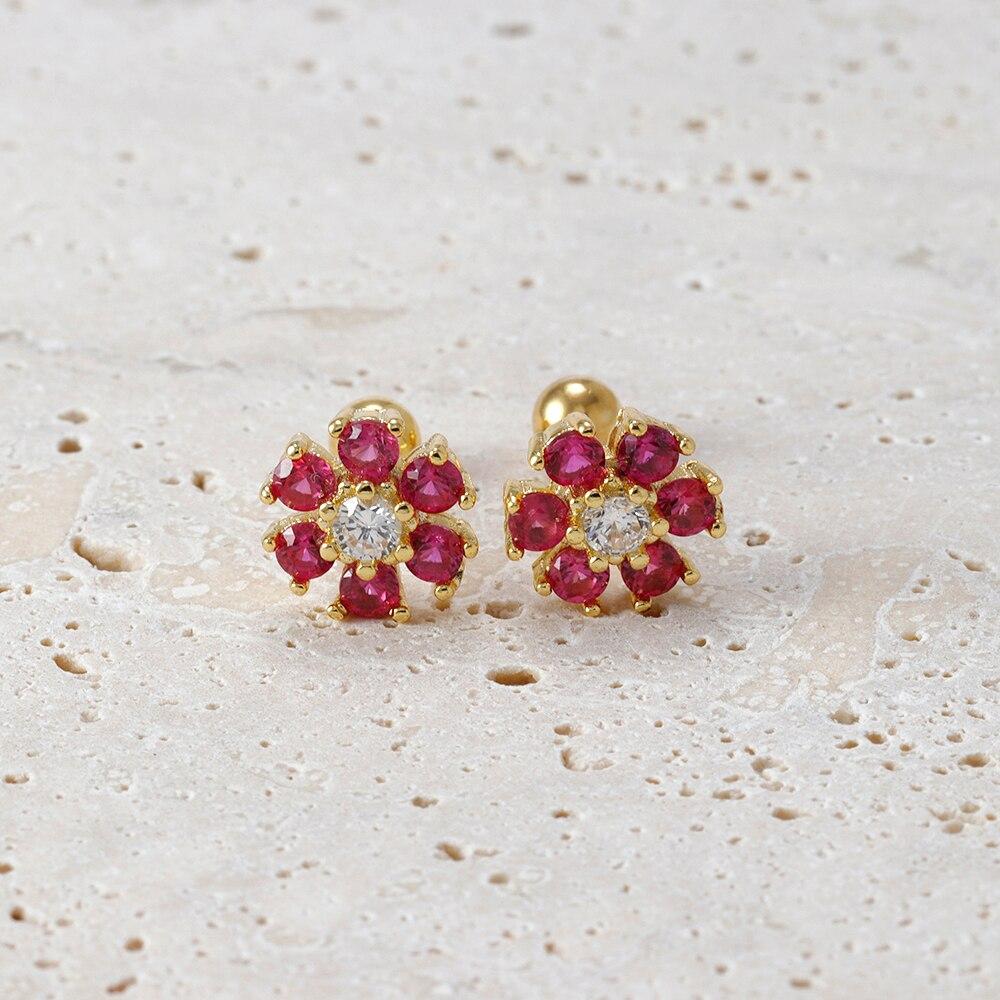 Fashion Stainless Steel Flower Zircon Drop Earrings For Women French Light Luxury Pendant Exquisite Earrings Christmas Jewelry