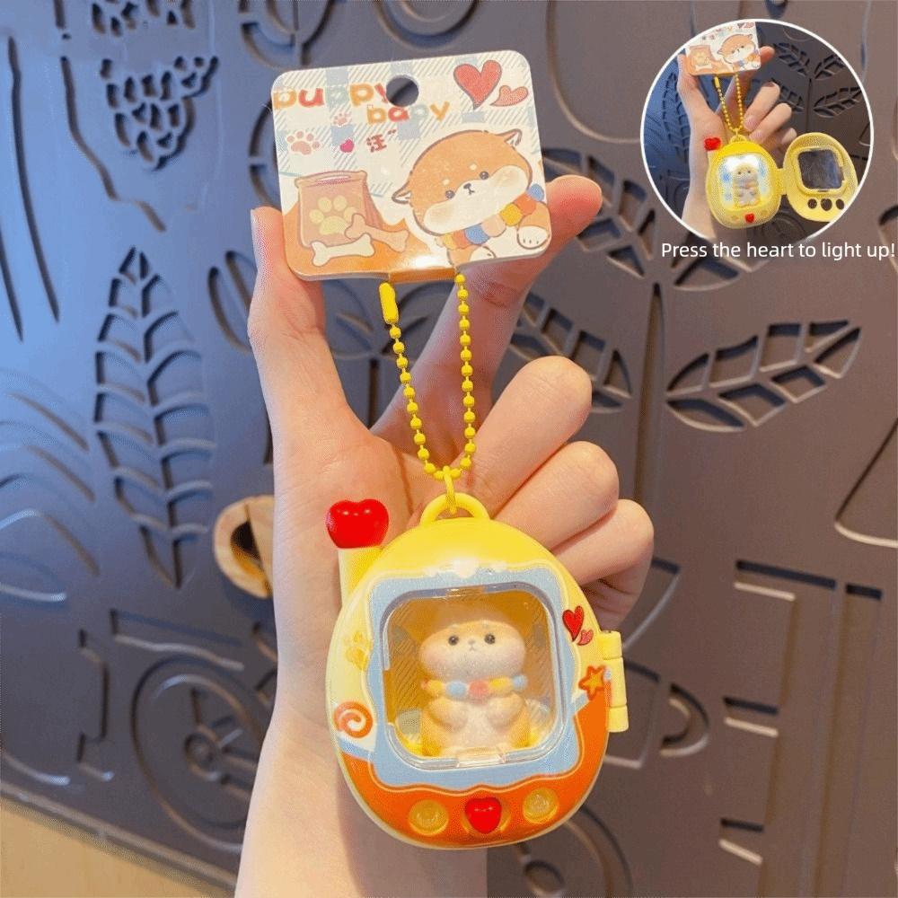 Retro Television Cat Dog Keychain Press Flash Animals Doll Keyring Light Up Pendant  Birthday Gifts