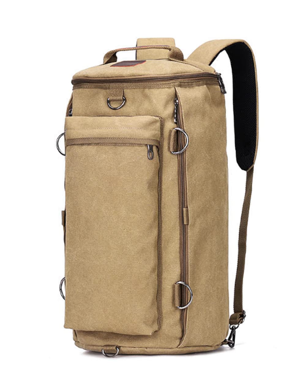 

SpringSwalloow Outdoor Backpack, Simple Canvas Rucksack, Boston Bag, Town Bag, Sports, 3-Way, Large, Military, Tactical, Durable (Beige)