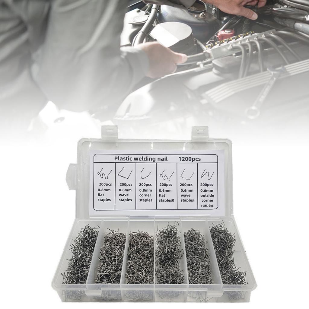 1200PCS Car Bumpers Plastic Repair Welding Nails Wit Box Adequate Hot Staples Welding Wire Repair Nails for Auto
