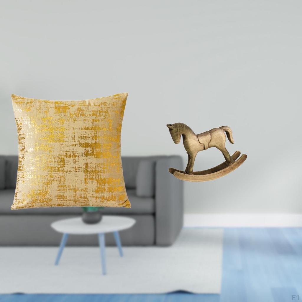 Elegant Rustic Cushion Cover And Rocking Horse Figurine for Home Office Living Room Dorm Car Sofa