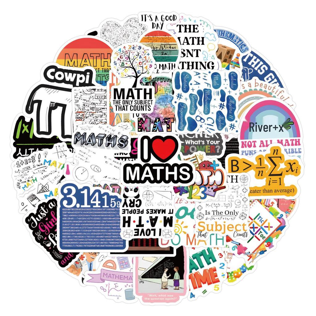 60 Cartoon Math Subject Stickers for Journals, Stationery, Water Bottles, Computers - Waterproof and Decorative (60 Sheets)