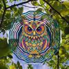 Vibrant Hand Painted Owl Wind Chime 3D Metal Garden Decor Colorful Outdoor Hanging Ornament with Swivel Hook Perfect for Thanksgiving